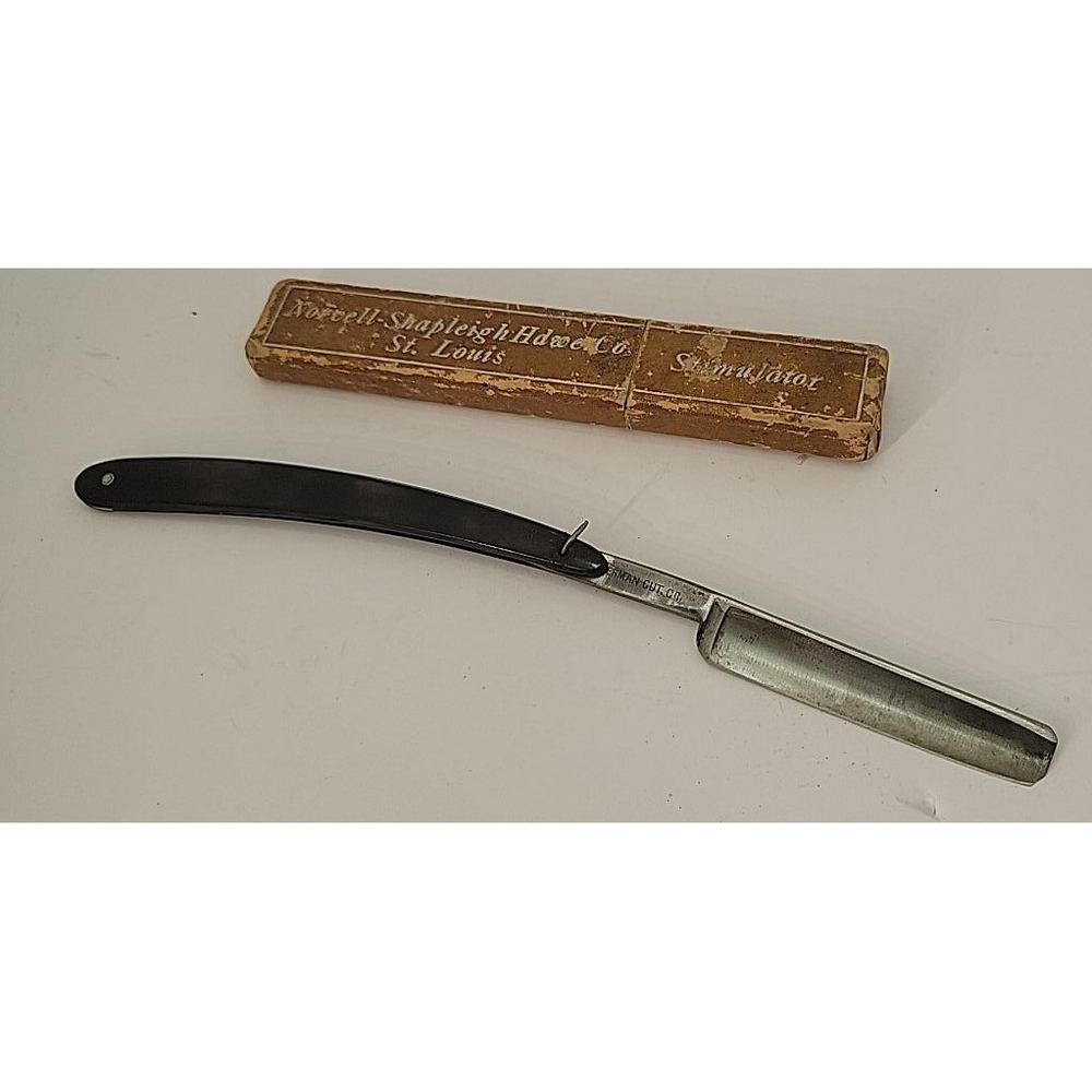 Antique German Cut Co Straight Razor Norvell Shapleigh St Louis Case